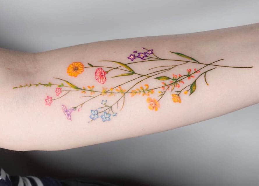 Top 74+ minimalist wildflower tattoo latest - thtantai2