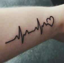 Heartbeat tattoo on the forearm
